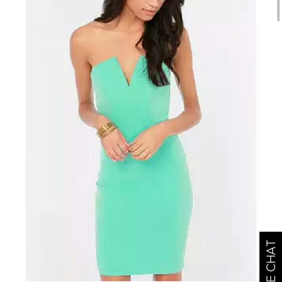 Strapless Mint V Cut Dress