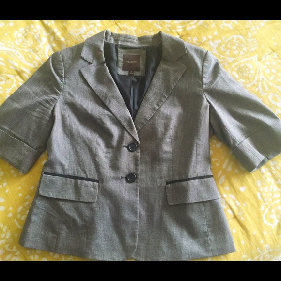 The Limited - Black Textured 3/4 Sleeve Blazer