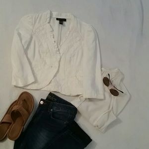 Cropped white Linen Jacket