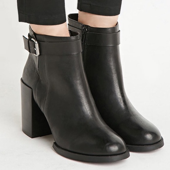 Forever 21 Shoes - Stacked Crease Heel Boots