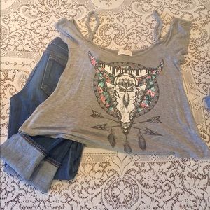 Skull off shoulder top