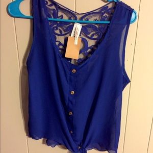 Royal blue from grit sheer top.