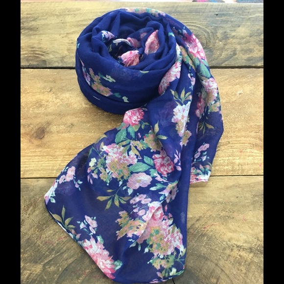 Blue Floral Scarf