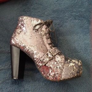 Silver sequin boots