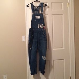 Patched Boyfriend Jean Overalls