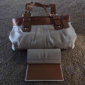 White Coach Handbag and wallet