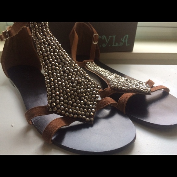NYLA Therow Sandal, Tan Suede, Size 9.5