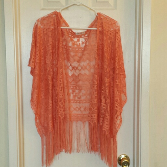 Peach color boho style kimono