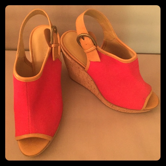 Red Nine West Slingback Wedges