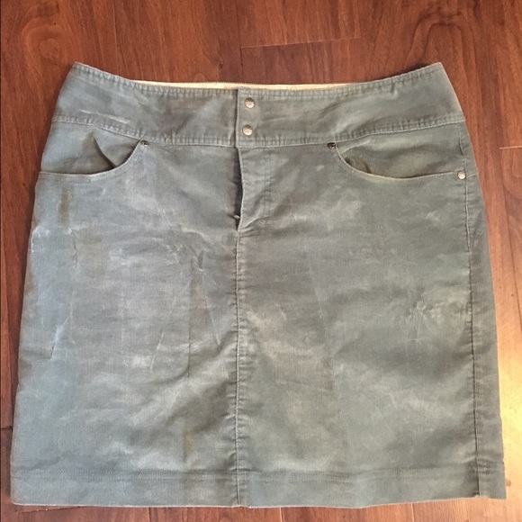 Athletes stretch corduroy (not to mini) skirt