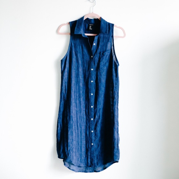 Blue linen dress