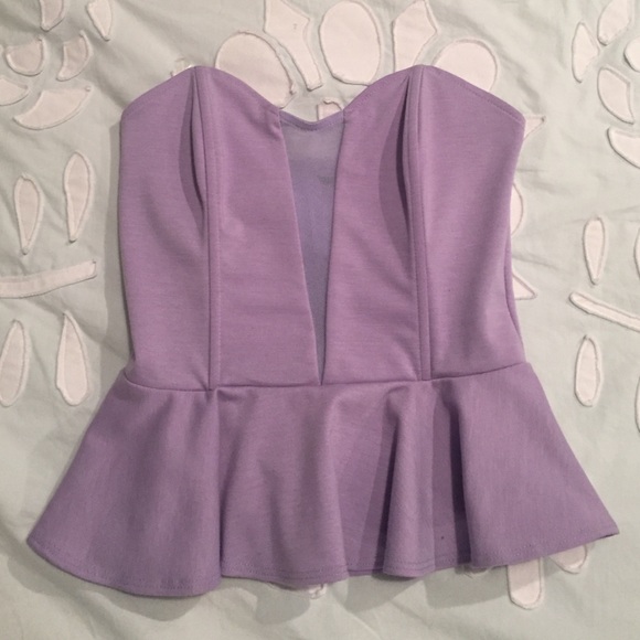 Lavender peplum strapless top