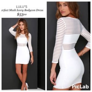 NWOT Ivory LuLu*s stripe mesh bodycon Sz M