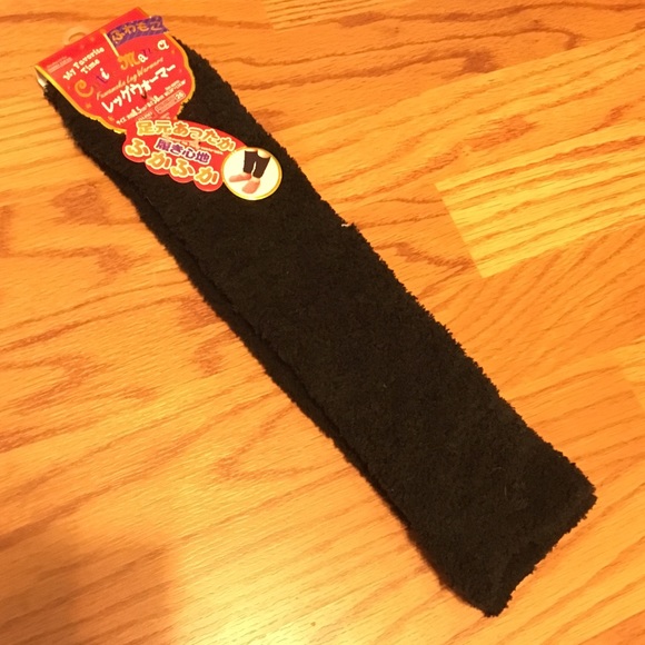 Black fuzzy leg warmers