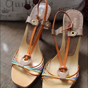 BCBG Girls Strappy Wooden Heels