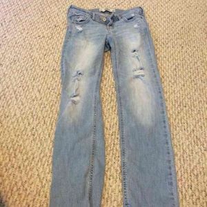 Hollister light wash distressed skinny jeans