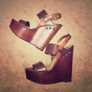 Brown studded wedges