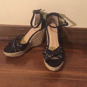 Navy blue wedge sandal