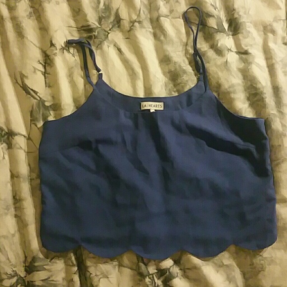 LA Hearts Scalloped Crop Top