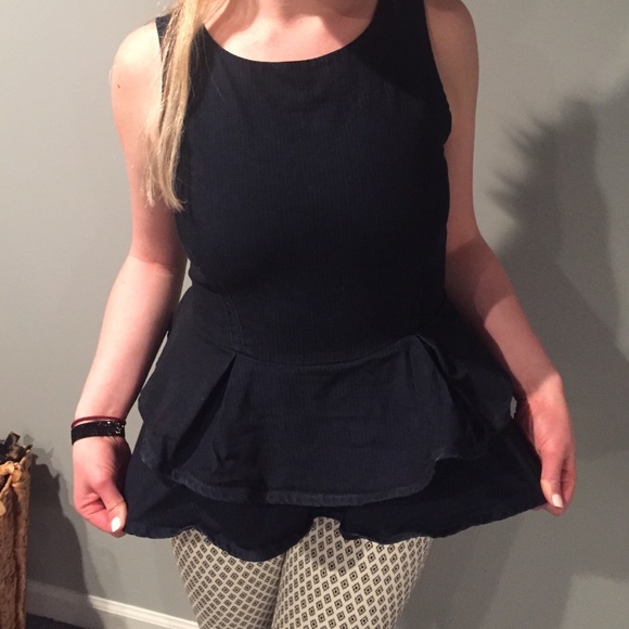 Dark denim peplum tank