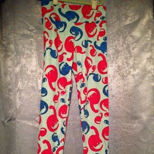 Lularoe LLR OS green Dino leggings