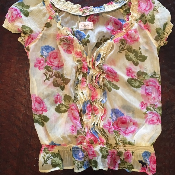 Pale green floral sheer top from A&F