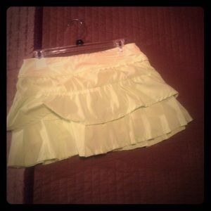 Bright lime yellow tennis skirt with ruffles!