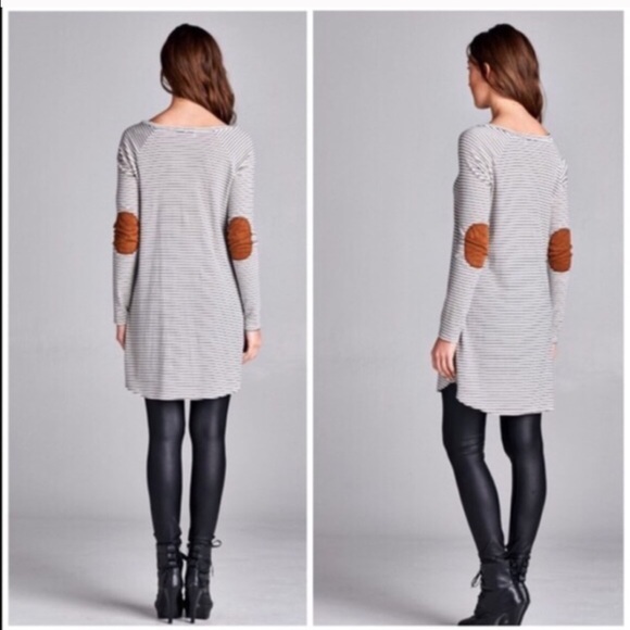 Striped Elbow Patch Tunic - Picture 2 of 3