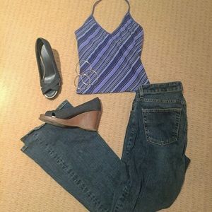 Express Purple Striped Halter