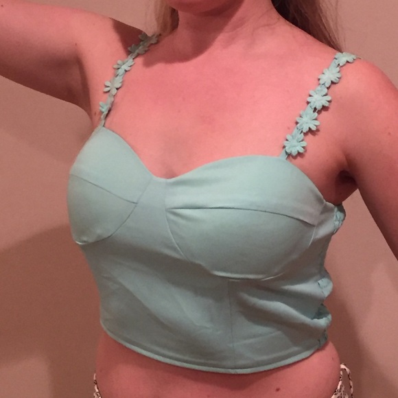 Crop top with daisy detailing on straps