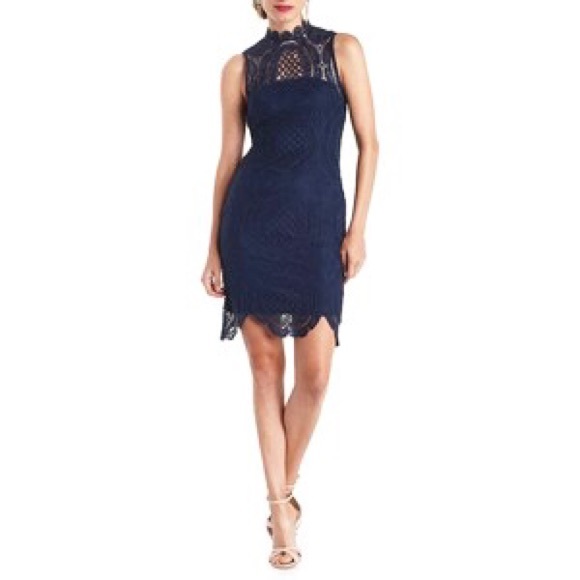 Blue lace cocktail dress