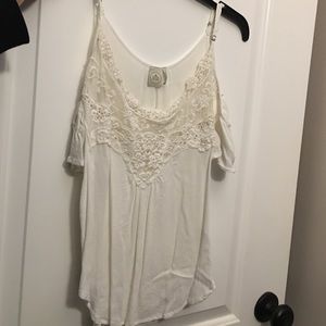 white flowy lace top