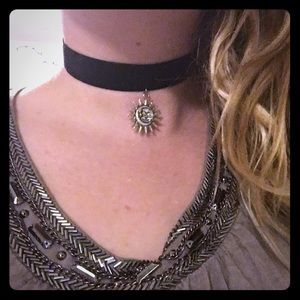 Velvet sun and moon choker
