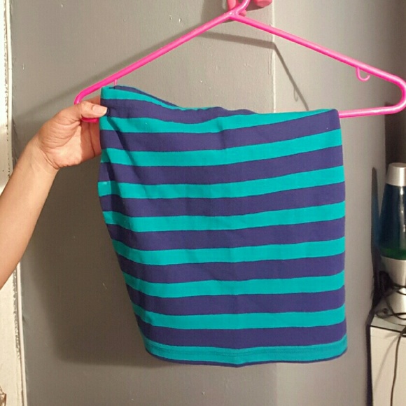 Small blue body con skirt