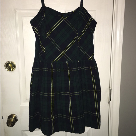 Green Plaid Skater Dress