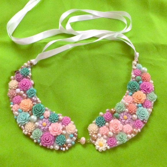Handmade Pastel Flower Peter Pan Collar