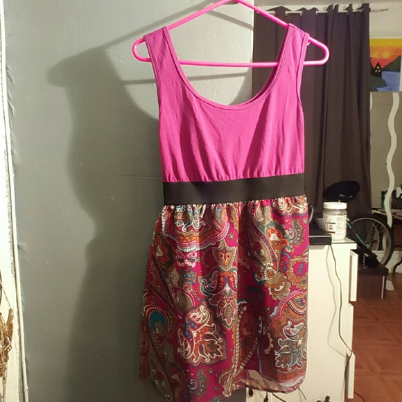 Pink dress with Paisley detail in the bottom