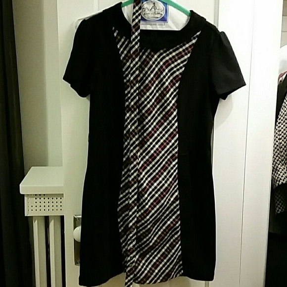 Black pink plaid belted minidress Bklyn Industries