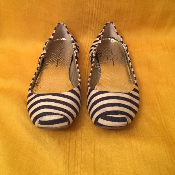 Jessica Simpson blue and white stripes flats