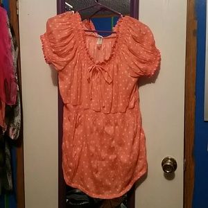 Peach with White Polka Dot No Boundaries Top