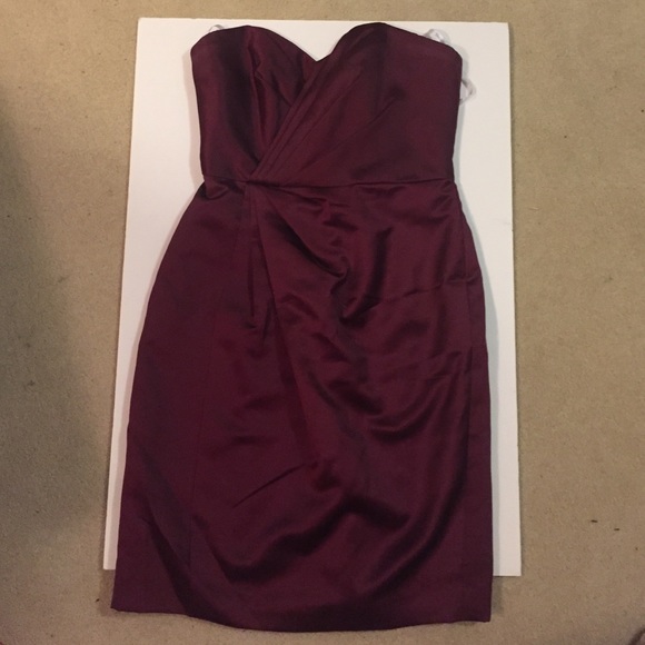 David's bridal strapless wine bridesmaid dress