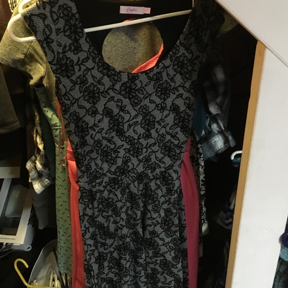 Black faux lace dress