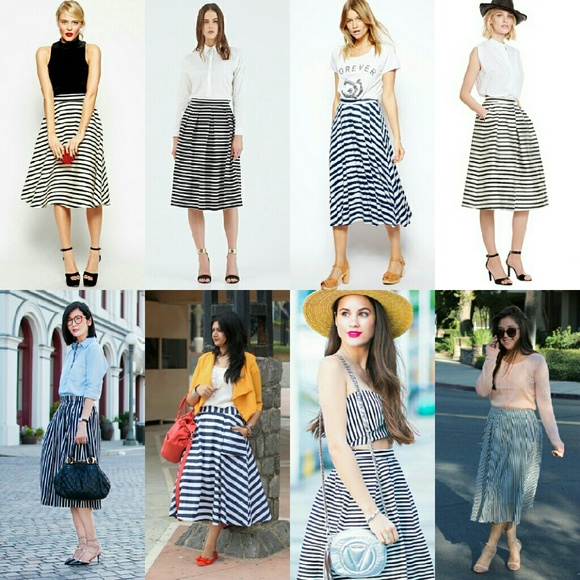 SALE!! Parisian Spring Midi Striped Skirt! - Picture 2 of 4