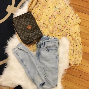 Zara high waisted skinny jeans with ripped knees