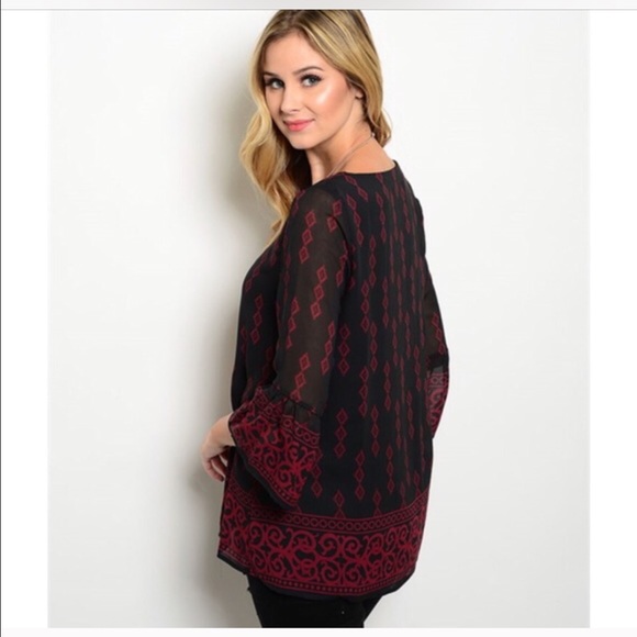 Romantic Ruby & Black Blouse - Picture 2 of 2