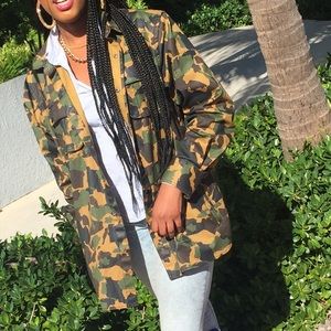 Camouflage rain coat