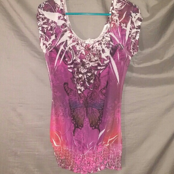 Studio Y sheer butterfly top