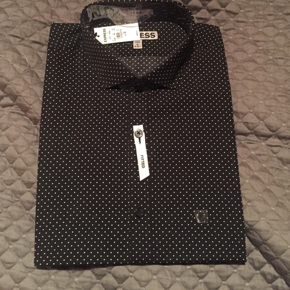 Black with white dot mens fitted large shirt