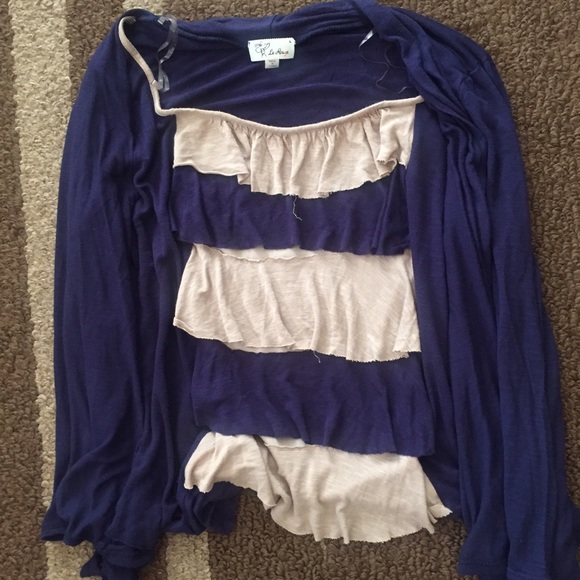 Striped built in shirt cardigan