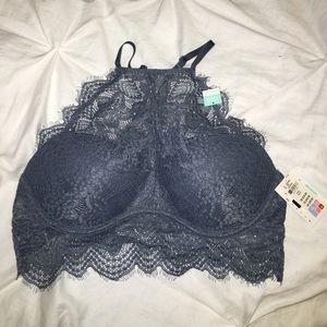 PINK Eyelash lace high-neck bralette